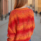 Openwork Round Neck Long Sleeve Sweater