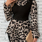 Leopard Collared Neck Balloon Sleeve Blouse