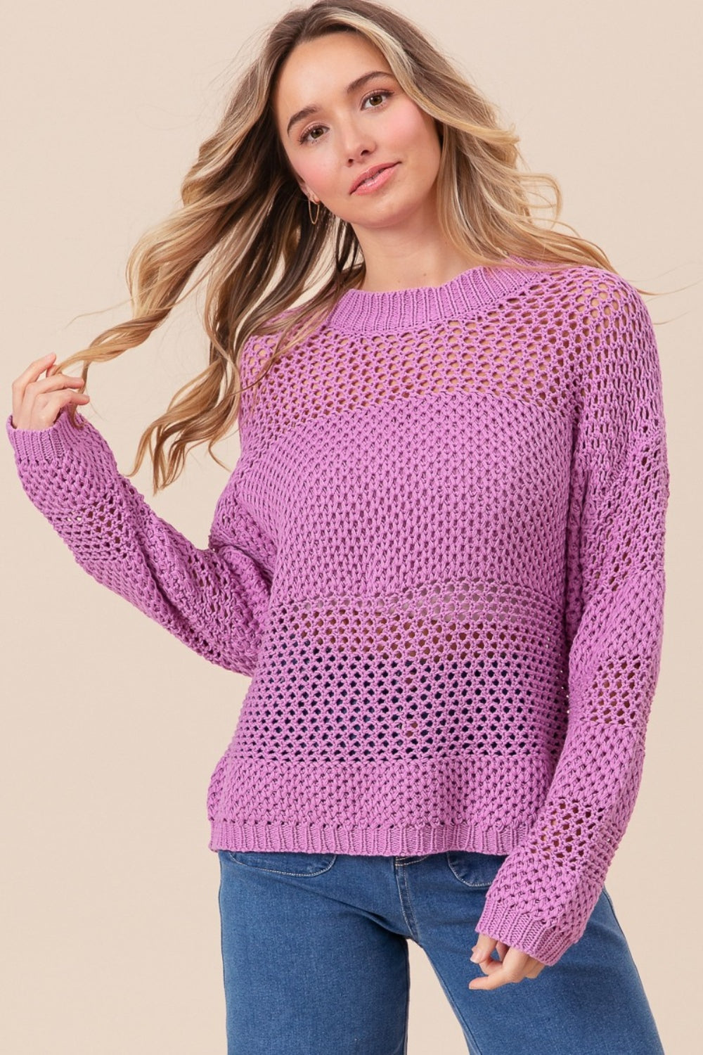 BiBi Openwork Long Sleeve Knit Top - Brand BiBi