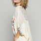 POL Hollow Out Floral Half Sleeve Knit Top