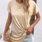 Full Size Asymmetric Hem Round Neck T-Shirt