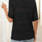 Openwork Round Neck Half Sleeve Knit Top