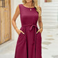 FULL SIZE Tied Round Neck Sleeveless Dress