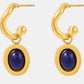 Stainless Steel Oval Drop Earrings