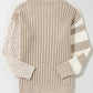 Cable-Knit Color Block Round Neck Sweater