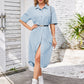 Button Up Dropped Shoulder Denim Dress