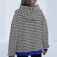 Drawstring Striped Long Sleeve Hoodie