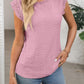 Lace Detail Round Neck Cap Sleeve Top