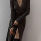 Tied Collared Neck Long Sleeve Sweater Dress