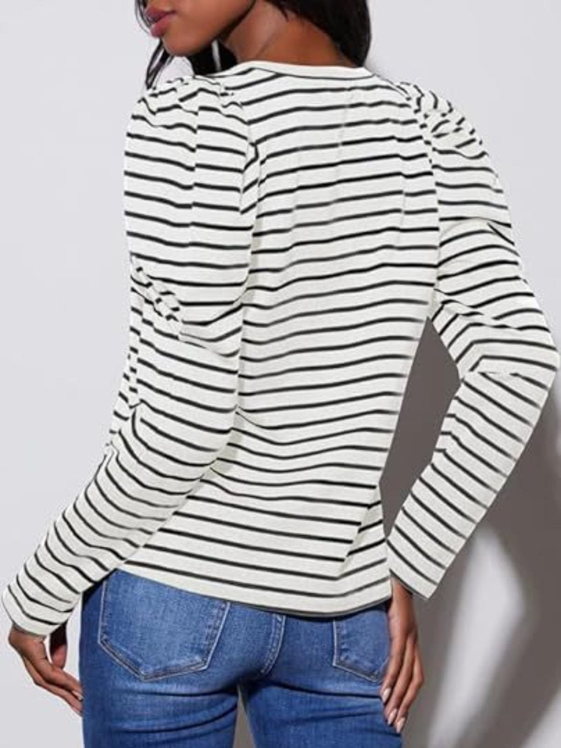 Full Size Striped Round Neck Long Sleeve T-Shirt