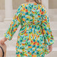 Plus Size Printed Surplice Long Sleeve Mini Dress