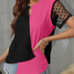 Color Block Notched Short Sleeve T-Shirt
