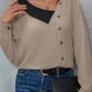 Asymmetrical Neck Buttoned Long Sleeve Top