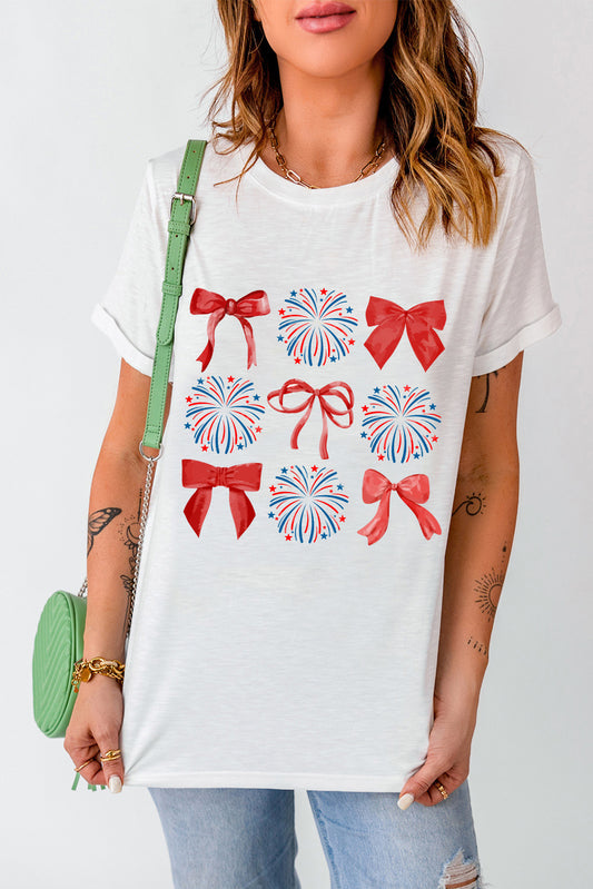 Full Size Bow Graphic Round Neck Short Sleeve T-Shirt