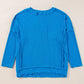 Exposed Seam Notched Long Sleeve Blouse
