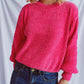 Round Neck Dropped Shoulder Long Sleeve Sweater