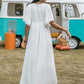 Lace Detail Eyelet V-Neck Half Sleeve Dress