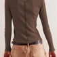 Ribbed Round Neck Long Sleeve Top