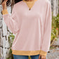 Contrast Round Neck Long Sleeve Sweatshirt