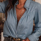 Button Up Long Sleeve Denim Top