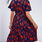 Printed Round Neck Short Sleeve Dress