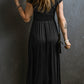 Smocked V-Neck Short Sleeve Maxi Dress