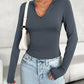Notched Long Sleeve T-Shirt