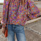 Floral Round Neck Long Sleeve Blouse