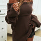 Devine Off-Shoulder Extra-Long Sleeve Sweater