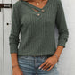 Ribbed V-Neck Long Sleeve T-Shirt