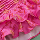 Full Size Ruffled Printed Mock Neck Cap Sleeve Blouse