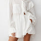 Ruffled Dot Applique Collared Neck Top and Shorts Set