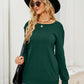 Ruched Shoulder Round Neck Long Sleeve Sweatshirt