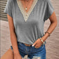 Full Size Lace Detail V-Neck Short Sleeve T-Shirt