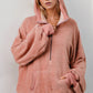 Double Take Half Zip Long Sleeve Hoodie with Kangaroo Pocket