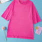 Slit Round Neck Half Sleeve T-Shirt