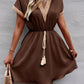 Devine Contrast Trim V-Neck Short Sleeve Mini Dress