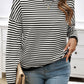 Striped Round Neck Dropped Shoulder Sweater
