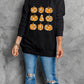 Pumpkin Round Neck Long Sleeve Sweatshirt