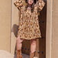 Plus Size Printed V-Neck Balloon Sleeve Mini Dress