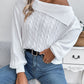 Cable-Knit One Shoulder Long Sleeve Sweater