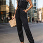 Half Zip Sleeveless Jumpsuit with Pockets