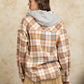 Drawstring Plaid Long Sleeve Hooded Jacket