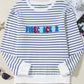 FIRECRACKER Striped Round Neck Long Sleeve Sweatshirt