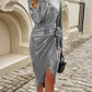 Devine Tied Boat Neck Long Sleeve Dress