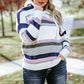 Plus Size Striped Long Sleeve Hooded Sweater