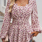 Devine Peplum Printed Long Sleeve Blouse