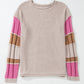 Color Block Round Neck Long Sleeve  Sweater
