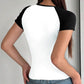 Devine Contrast Scoop Neck Short Sleeve T-Shirt