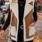 Full Size Contrast Open Front Sherpa Vest Coat